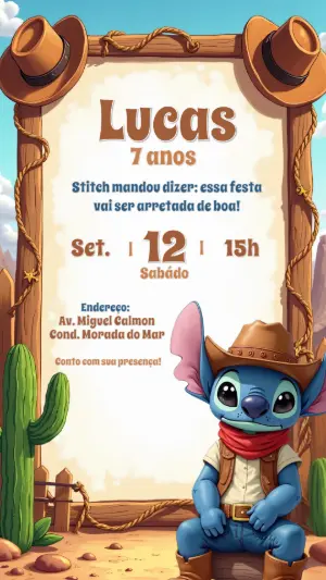 Invitación de cumpleaños Stitch – Estático – CollorGraph Convites