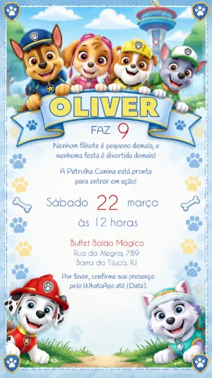 Invito di compleanno Paw Patrol – Statico – Felicity Artes