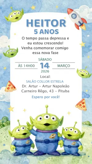Invitation d'anniversaire Toy Story – Statique – CollorGraph EDITOR