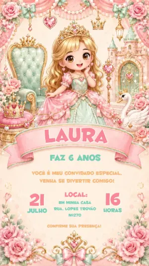 Invitación de cumpleaños Princesas – Estático – CollorGraph EDITOR