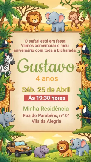 Safari Birthday Invitation – Static – Festôu Convites