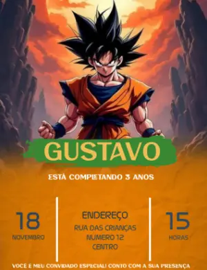 Convite Aniversário Goku Dragon Ball Z para Editar Online