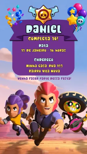 Convite Animado Brawl Stars Falante para Editar Online