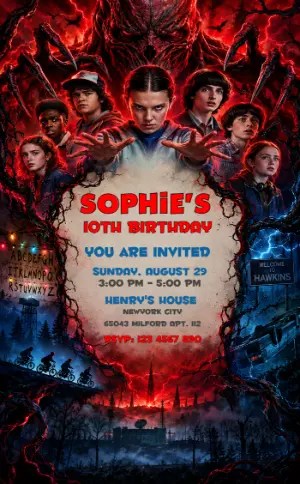 Editable Stranger Things Birthday Invitation Template