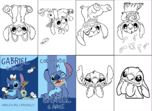 Mini Livro de Colorir Stitch e Angel para Editar Online