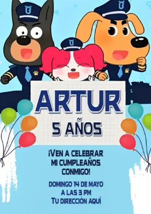Invitación de Cumpleaños Patrulla de Perritos para Editar