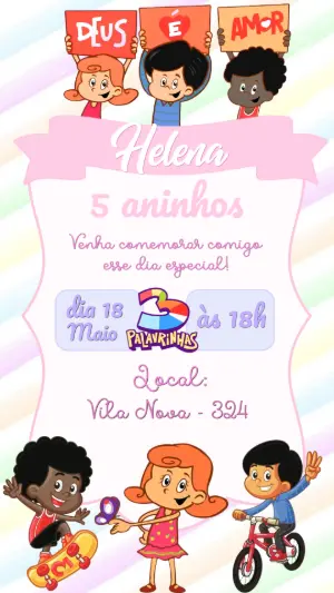 Convite Aniversário 3 Palavrinhas Menina Rosa Editável