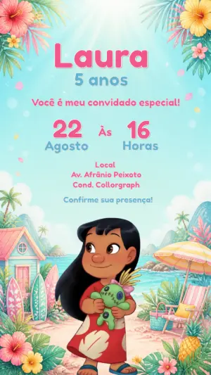 Invitación de cumpleaños Stitch – Estático – CollorGraph EDITOR
