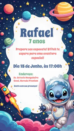 Invitación de cumpleaños Stitch – Estático – CollorGraph Convites
