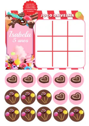 Jogo da Velha Aniversário Doces e Guloseimas para Editar