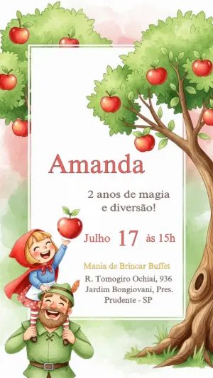 Convite Aniversário Chapeuzinho Vermelho para Editar Online