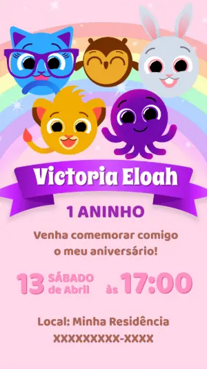 Convite de Aniversário Bolofofos com Personagens para Editar