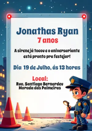 Convite de Aniversário Policial para Editar Online