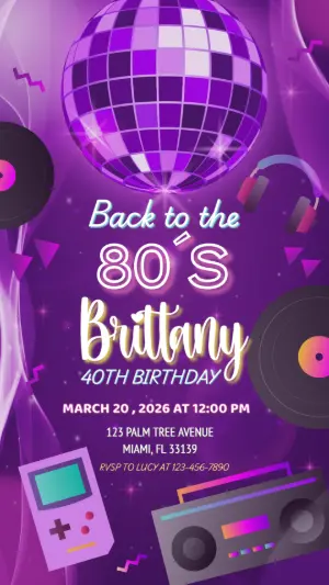 Retro 80s Disco Party Invitation | Editable Digital Template
