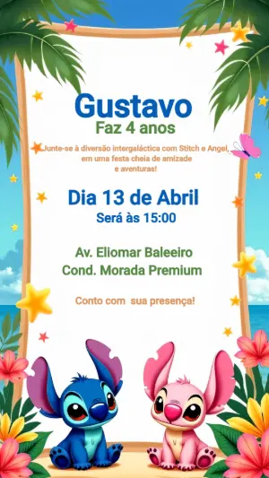 Invitación de cumpleaños Stitch – Estático – Gisele
