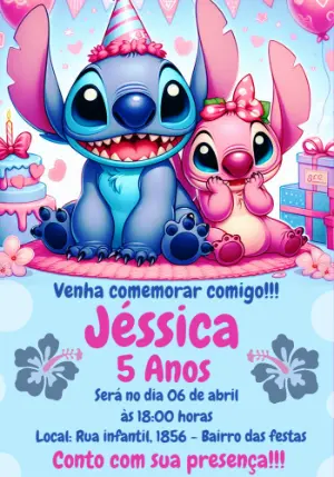 Invitación de cumpleaños Stitch – Estático – Crazyume Designer