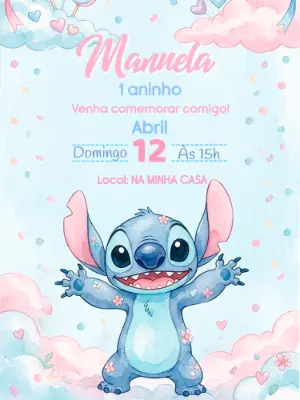 Invitación de cumpleaños Stitch – Estático – Alegria no ar