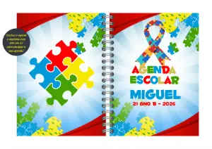 Capa de Agenda Escolar Autismo para Editar Online