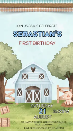 Animated Farm Animals Birthday Video Invitation Template