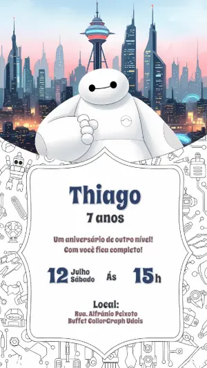 Convite de Aniversário Operação Big Hero para Editar Online