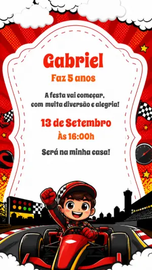 Convite Aniversário Fórmula 1 para Editar