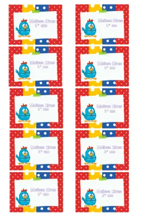 Etiqueta Escolar Galinha Pintadinha Colorida para Editar
