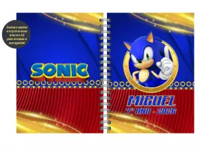 Capa de Agenda do Sonic Editável Online para Volta às Aulas
