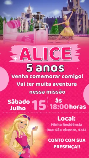 Vídeo Convite de Aniversário Barbie Agente Secreta Editável