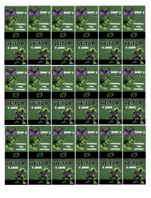 Rótulo Editável Hulk para Lembrancinha de Aniversário