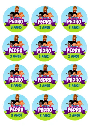 Adesivo Redondo 3 Palavrinhas para Editar e Imprimir