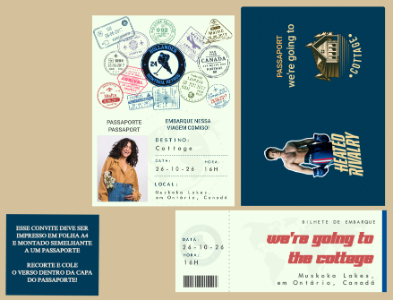Convite Criativo Editável Festa no Sítio Tema Passaporte