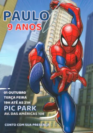 Convite de Aniversário Homem Aranha para Editar Online