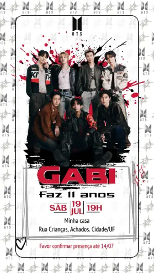 Invitation d'anniversaire KPop Demon Hunters – Statique – Gema Artes Digitais