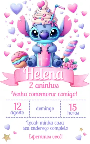 Invitación de cumpleaños Stitch – Estático – Ana Clara