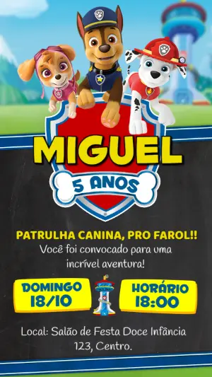 Invito di compleanno Paw Patrol – Statico – Idesign Personalizados