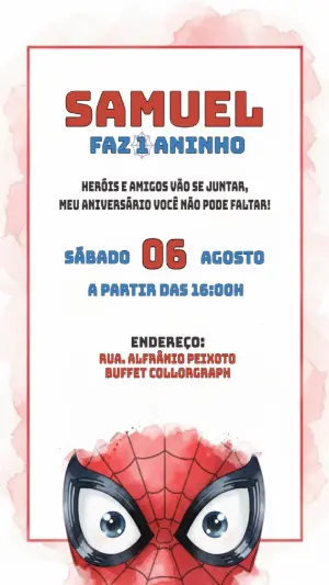 Convite de Aniversário Homem Aranha para Editar Online