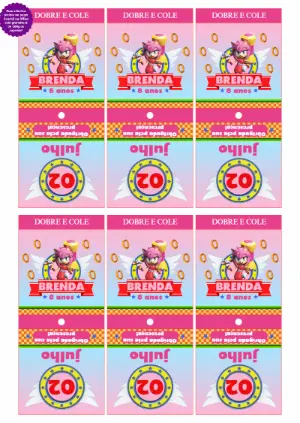 Capa de Pirulito Amy Rose Sonic Rosa para Editar e Imprimir