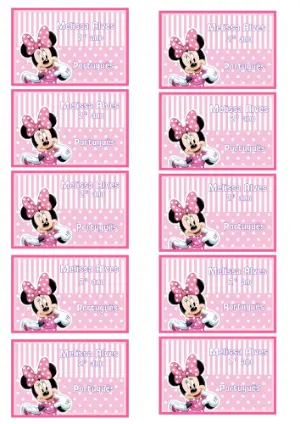 Etiqueta Escolar Minnie Rosa Editável para Imprimir