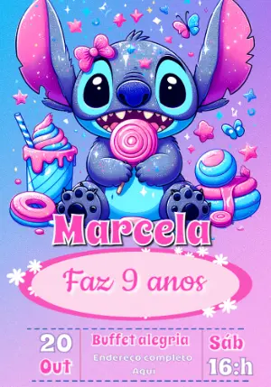 Invitación de cumpleaños Stitch – Estático – Mimos da thay