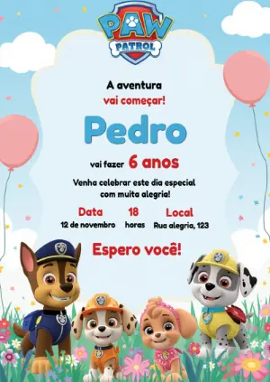 Invito di compleanno Paw Patrol – Statico – KC Design