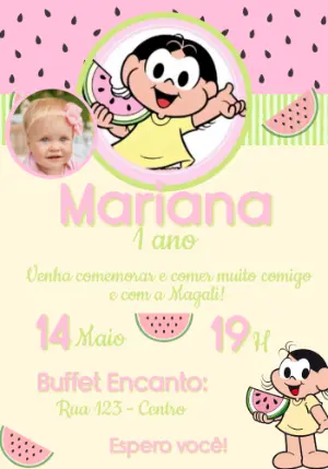 Convite de Aniversário Magali com Foto para Editar