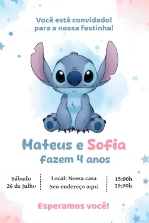 Invitación de cumpleaños Stitch – Estático – Mariana Correa