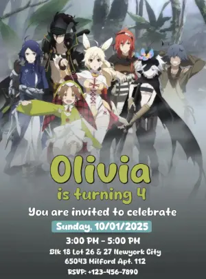 Editable Rokka no Yuusha Anime Birthday Invitation