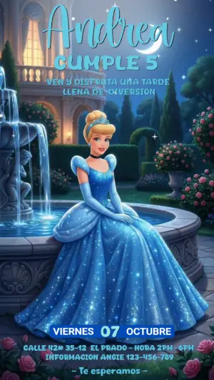 Video Invitación de Cumpleaños Cenicienta Mágica para Editar