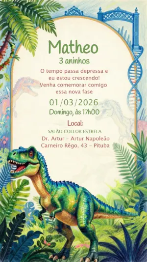 Invitación de cumpleaños Dinosaurio – Estático – CollorGraph EDITOR