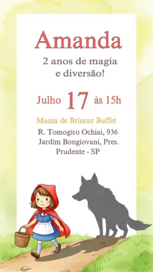 Convite de Aniversário Chapeuzinho Vermelho para Editar