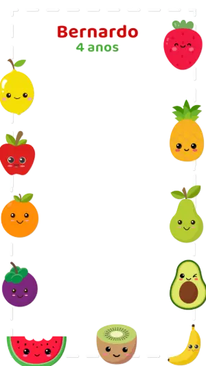 Moldura de Aniversário Frutinhas para Editar Online