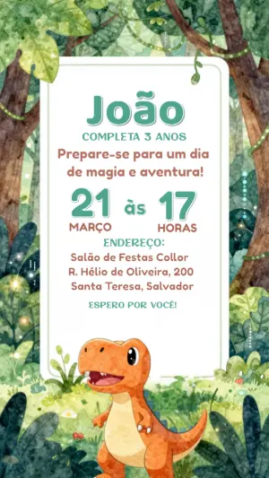 Invitación de cumpleaños Dinosaurio – Estático – CollorGraph EDITOR