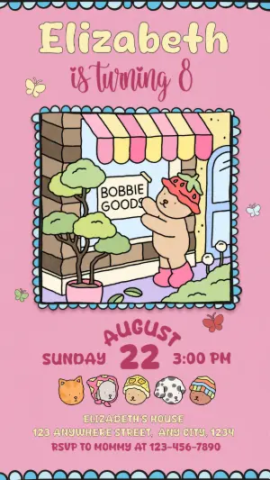 Cute Bear Birthday Invitation Template to Edit Online