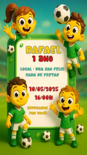 Soccer Birthday Invitation – Static – Convites Digitais Exclusivos